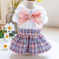 HKM-8170557 Sweet Pink Checkered Princess Skirt for Female Dogs - Spring Summer Style