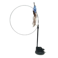 HKM-8170813 Bluebird Feather Cat Teaser Toy with Long Brush Holder and Steel Wire Design