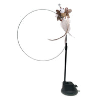 HKM-8170813 Bluebird Feather Cat Teaser Toy with Long Brush Holder and Steel Wire Design
