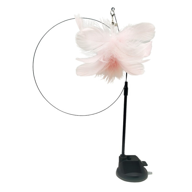HKM-8170813 Bluebird Feather Cat Teaser Toy with Long Brush Holder and Steel Wire Design