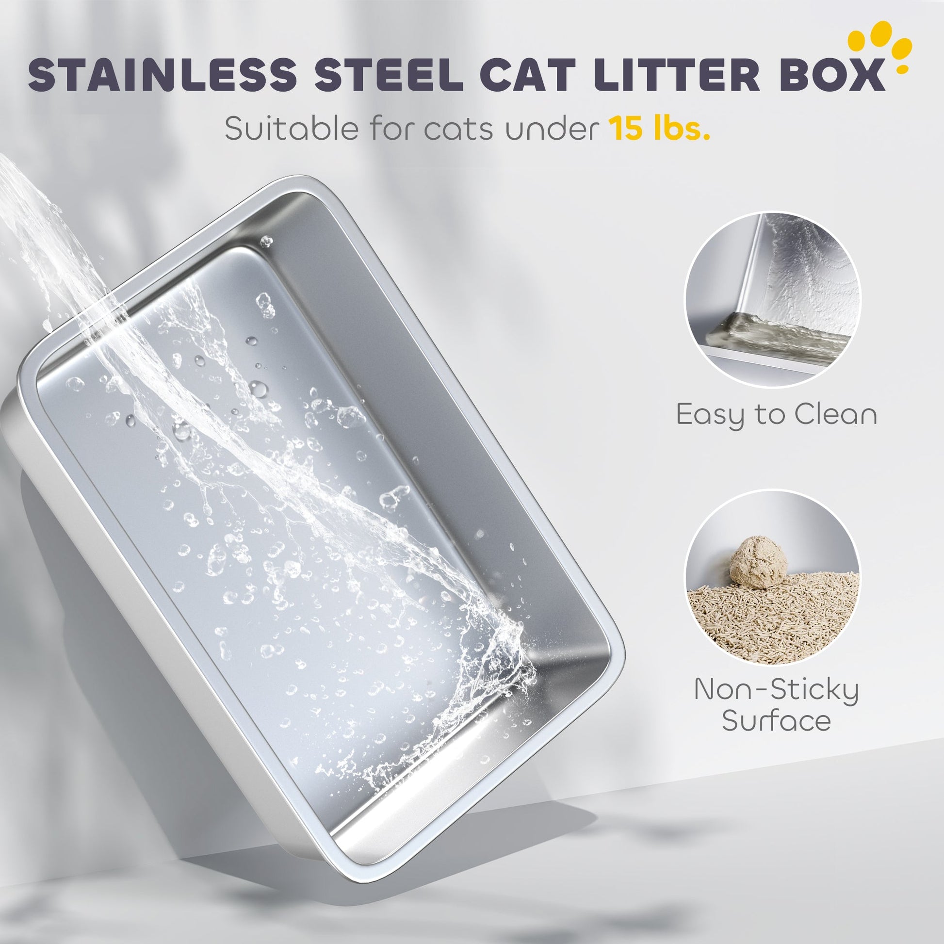 HKM-8171453 Enclosed Extra Large Stainless Steel Cat Litter Box with Scoop and Deodorizer