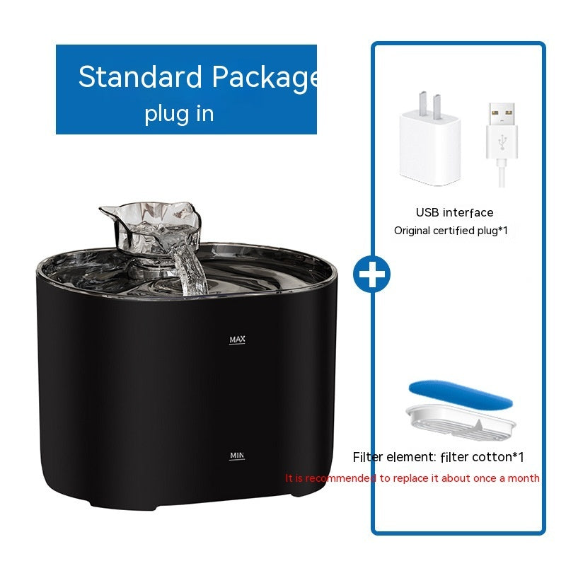 HKM-8171965 Automatic Pet Water Dispenser with Circulation System - Black & White Plug-In Editions