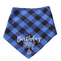 HKM-8173373 Pet Birthday Triangle Scarf Cotton Plaid for Dogs and Cats, Neck Size 20-42cm, Red and Blue