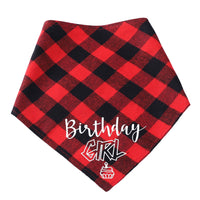 HKM-8173373 Pet Birthday Triangle Scarf Cotton Plaid for Dogs and Cats, Neck Size 20-42cm, Red and Blue
