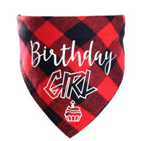 HKM-8173373 Pet Birthday Triangle Scarf Cotton Plaid for Dogs and Cats, Neck Size 20-42cm, Red and Blue