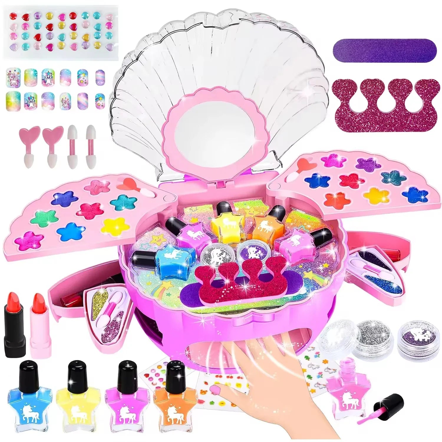 HKM-817363 Kids Nail Polish Machine Set - Creative Nail Art Salon for Girls Ages 2-14