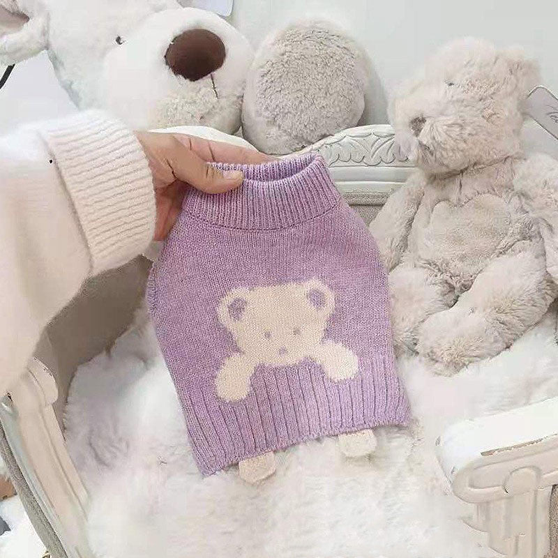 HKM-8173757 Cozy Wool Bear Sweater for Small Dogs - Autumn & Winter Pet Clothing