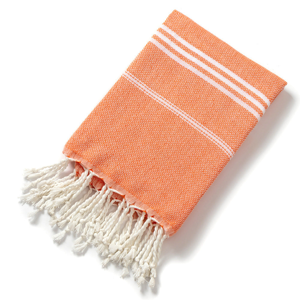 HKM-817427 Tassel Design Polyester Cotton Swimming Towel in Various Colors