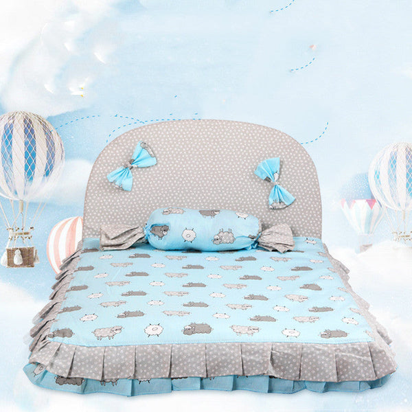 HKM-817491 Creative Cotton and Silk Dog Mat - Removable Washable Pet Nest in Pink and Blue, Sizes S and L