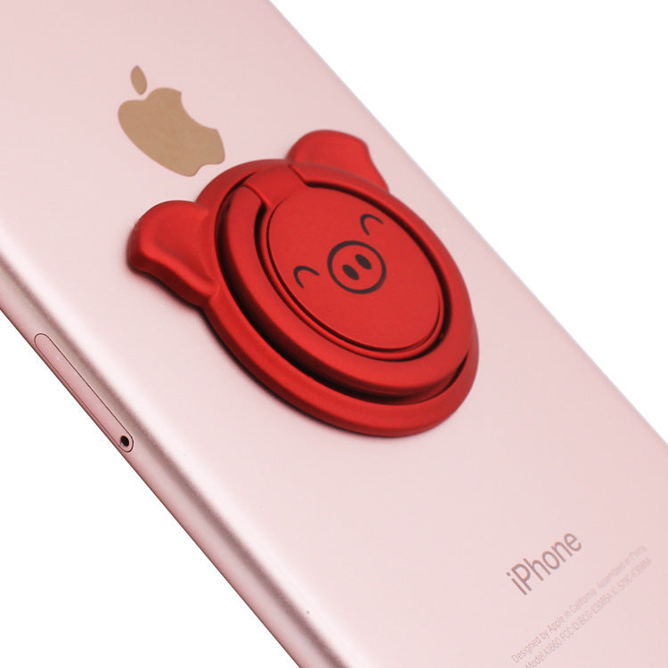 HKM-817555 Piglet Phone Ring Holder with Anti-Slip Design - ABS Plastic & Zinc Alloy Construction