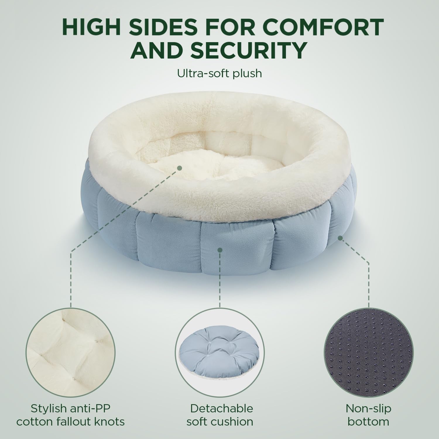 HKM-8175805 Donut Shape Pet Bed for Small Dogs and Cats - Washable with Anti-Slip Bottom