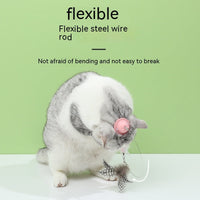 HKM-8176573 Cat Teaser Toy with Head-Mounted Feathers - Pink Silicone and Elastic String