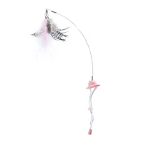 HKM-8176573 Cat Teaser Toy with Head-Mounted Feathers - Pink Silicone and Elastic String