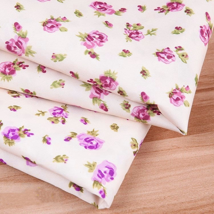 HKM-817683 Beige Base Polyester Printed Fabric with Large Flower and Rattan Leaf Design, 150cm Width, 1x1.5M Length