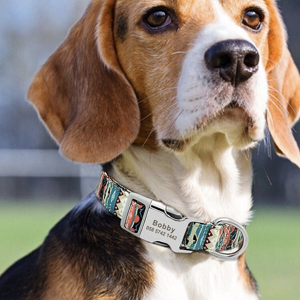 HKM-8177725 Adjustable Semi-Metal Dog Tag Collar with Anti-Lost Features for Medium and Large Dogs