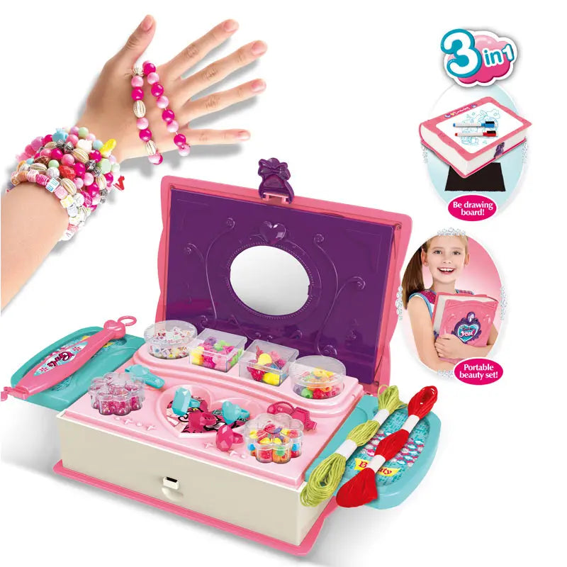HKM-817811 Beauty DIY Bracelet and Jewelry Making Set for Kids - Includes Rings, Necklaces, and Charms