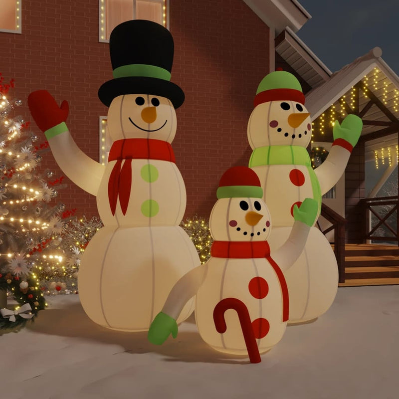 HKM-817811 Inflatable LED Snowman Family Decoration, 500 cm, for Christmas Home and Garden Use