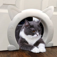 HKM-817811 Pet Access Door - Round Cat Door for Easy Entry, Plastic Frame in White, Black, and Brown