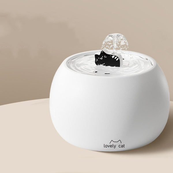 HKM-817875 Ceramic Cartoon Kitty Pet Water Fountain - Available in White and Black, 1L and 1.5L