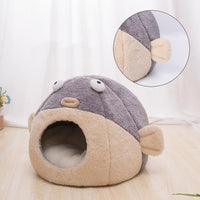 HKM-8179773 Cozy Cat Ear Nest Bed for Small Dogs and Cats - Cold-Proof Design for All Seasons