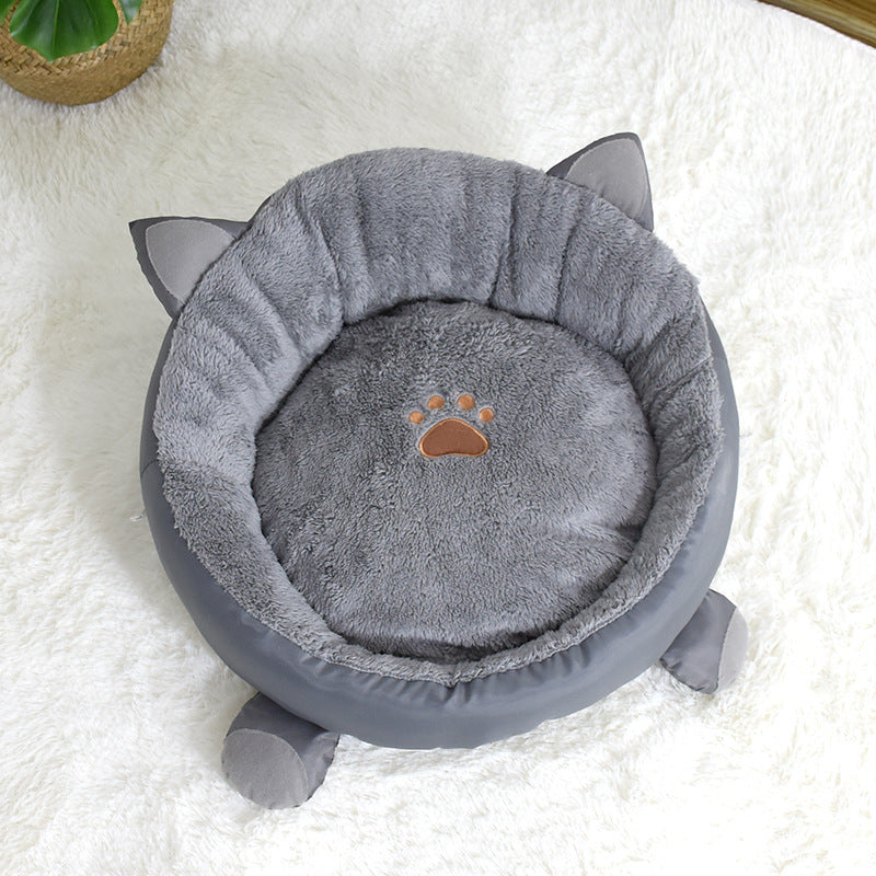 HKM-8179773 Cozy Cat Ear Nest Bed for Small Dogs and Cats - Cold-Proof Design for All Seasons