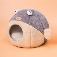HKM-8179773 Cozy Cat Ear Nest Bed for Small Dogs and Cats - Cold-Proof Design for All Seasons