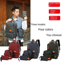 HKM-818067 Men’s Three-Piece Casual Backpack for Outdoor Travel and School, Large Capacity with Zipper Closure and Durable Polyester