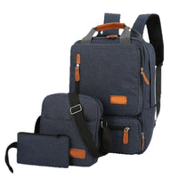 HKM-818067 Men’s Three-Piece Casual Backpack for Outdoor Travel and School, Large Capacity with Zipper Closure and Durable Polyester
