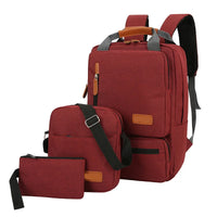 HKM-818067 Men’s Three-Piece Casual Backpack for Outdoor Travel and School, Large Capacity with Zipper Closure and Durable Polyester
