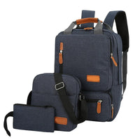 HKM-818067 Men’s Three-Piece Casual Backpack for Outdoor Travel and School, Large Capacity with Zipper Closure and Durable Polyester