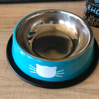 HKM-8181693 Durable Stainless Steel Pet Bowl with Non-Slip Rubber Base and Fade-Resistant Design