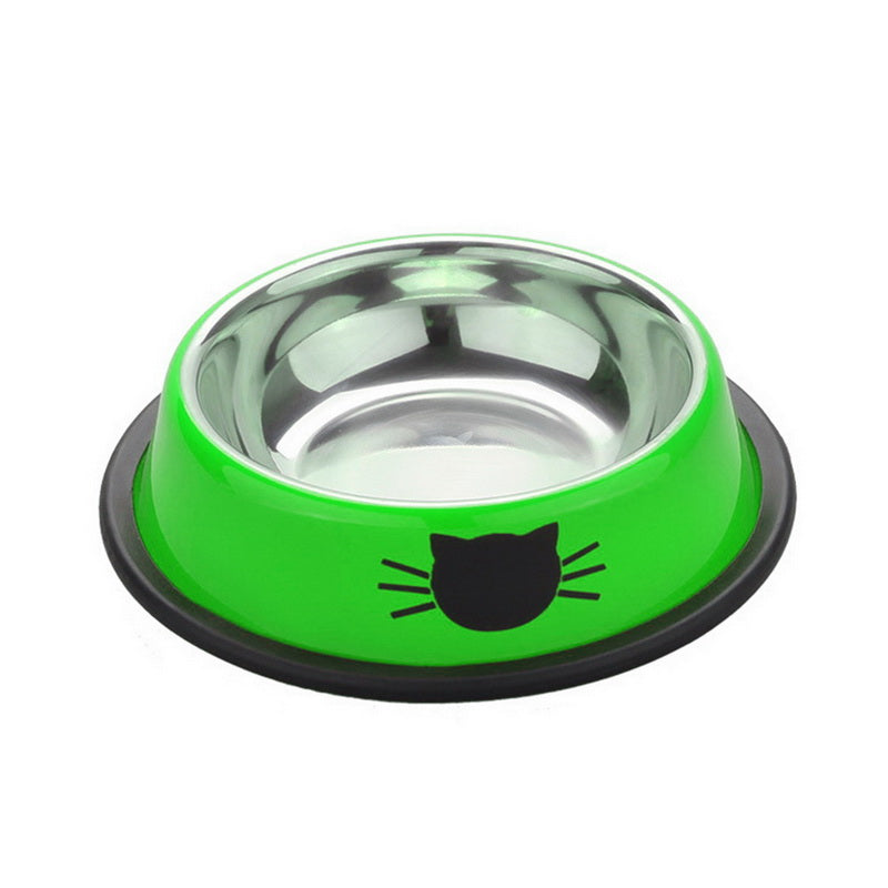 HKM-8181693 Durable Stainless Steel Pet Bowl with Non-Slip Rubber Base and Fade-Resistant Design
