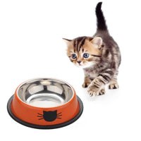 HKM-8181693 Durable Stainless Steel Pet Bowl with Non-Slip Rubber Base and Fade-Resistant Design