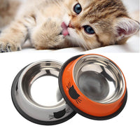 HKM-8181693 Durable Stainless Steel Pet Bowl with Non-Slip Rubber Base and Fade-Resistant Design