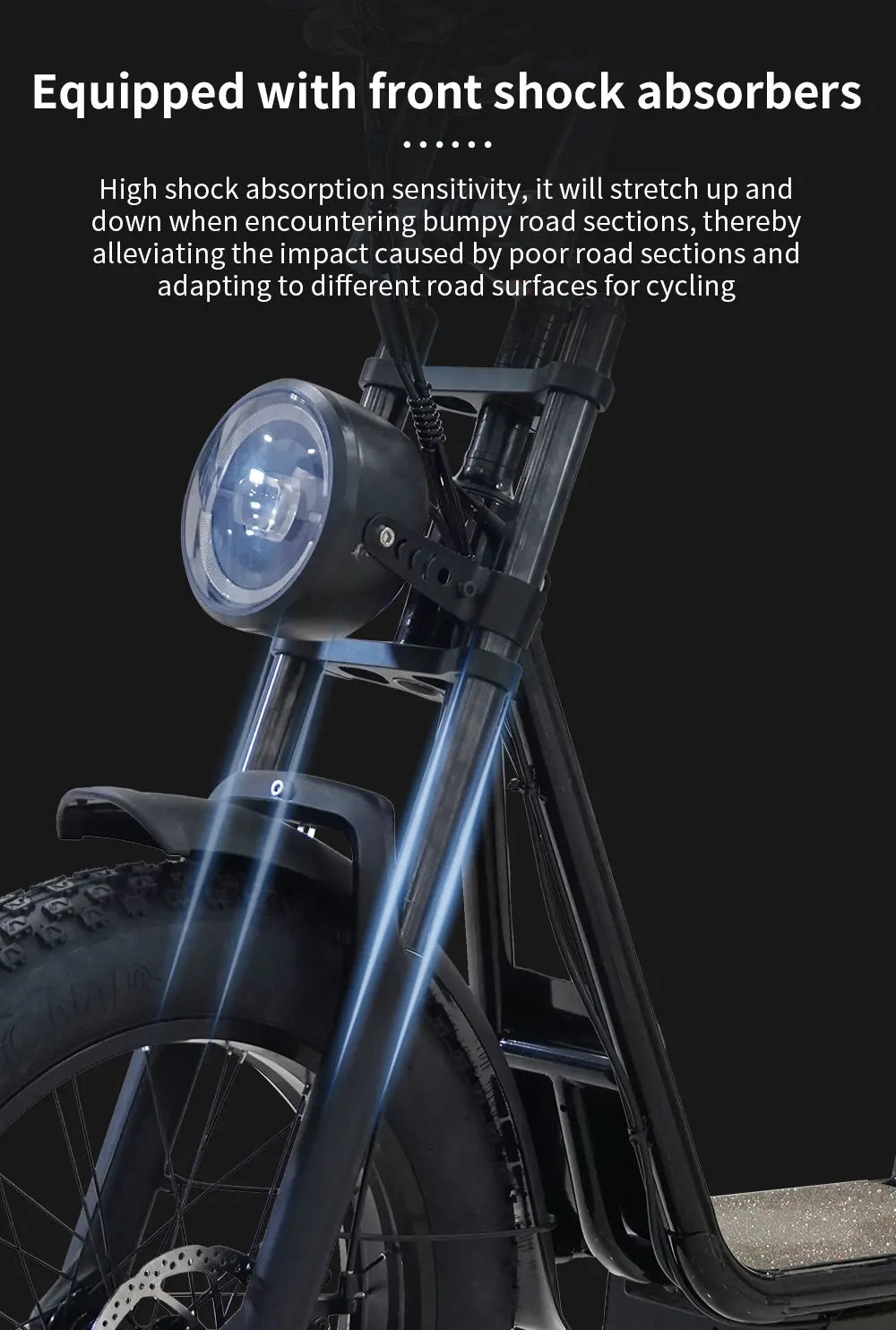 HKM-818195 20-Inch Fat Tire Electric Scooter with 50-60km Range, Rear Hub Motor, and Big Display for Adults and Teens