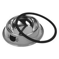 HKM-8182973 Non-Slip Stainless Steel Cat Food Bowls with Removable Rubber Base for Small Cats