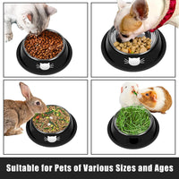 HKM-8182973 Non-Slip Stainless Steel Cat Food Bowls with Removable Rubber Base for Small Cats