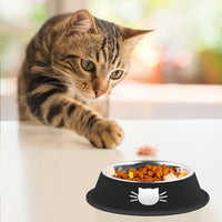 HKM-8182973 Non-Slip Stainless Steel Cat Food Bowls with Removable Rubber Base for Small Cats