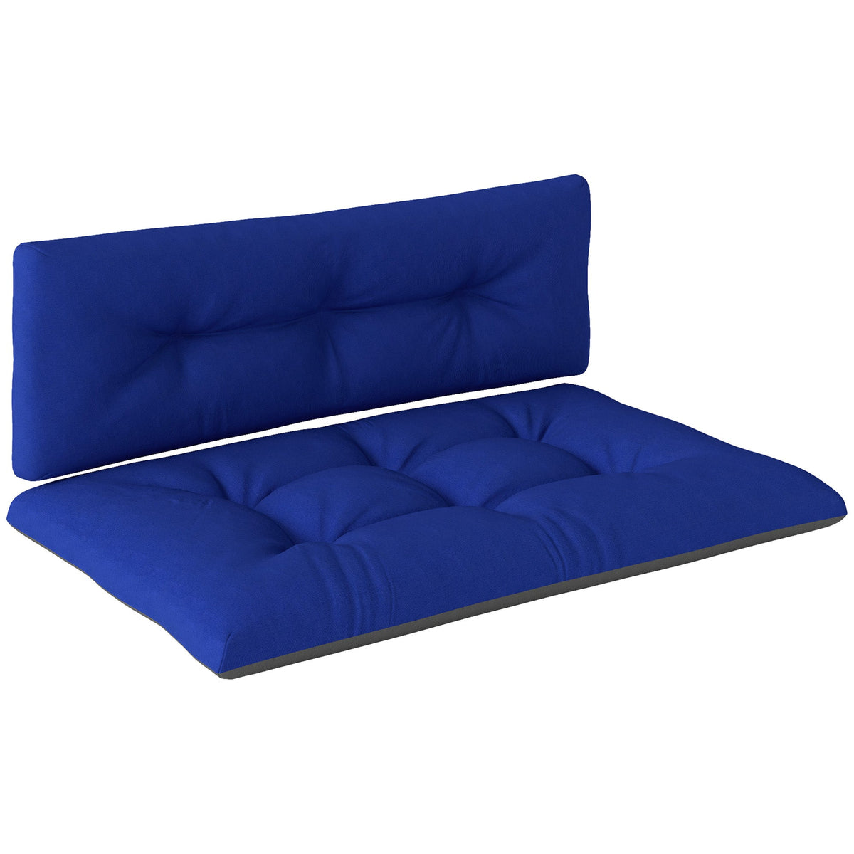HKM-818387 Navy Blue 2-Seater Outdoor Replacement Cushions Set - Tufted Design for Garden and Patio