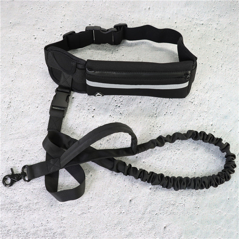 HKM-8184765 Adjustable Hands-Free Dog Leash with Shock Absorbing Bungee, Phone Pocket, and Water Bottle Holder for Large Dogs up to 180lbs