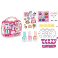 HKM-818515 Kids Pretend Makeup Set – Non-Toxic DIY Cosmetic Play Kit for Girls Ages 2-7, Portable Box Included
