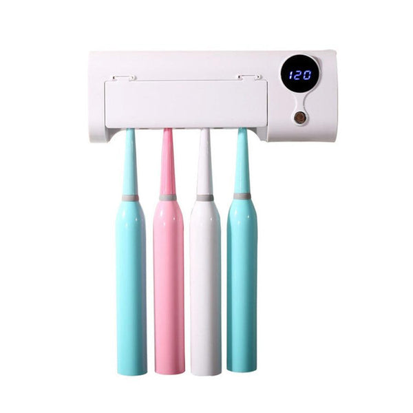 HKM-818515 Wall-Mounted Toothbrush Holder with Sterilizing Cover for Convenient Hygiene