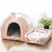 HKM-8185533 Cozy Cashmere & Sponge Cat Nest for Pets - Soft Universal Yurt Bed