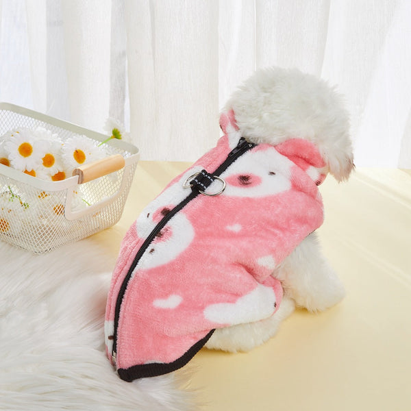 HKM-8185917 Cozy Flannel Plus Velvet Pet Vest with Zipper in Multiple Colors and Sizes