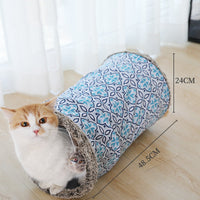 HKM-8186301 Multifunctional Cat Tent with Tunnel, Cloth and Rope Materials, Medium Size