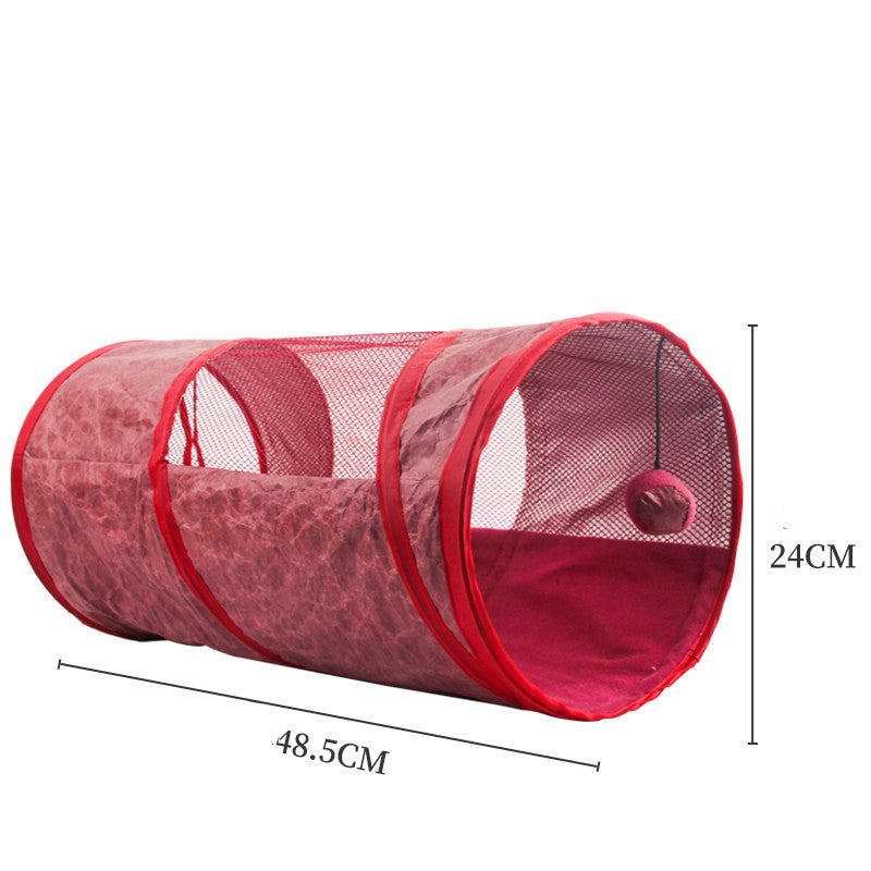 HKM-8186301 Multifunctional Cat Tent with Tunnel, Cloth and Rope Materials, Medium Size