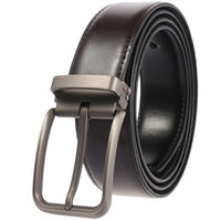 HKM-818707 Double Layer Casual Leather Perforated Belt with Rotating Design
