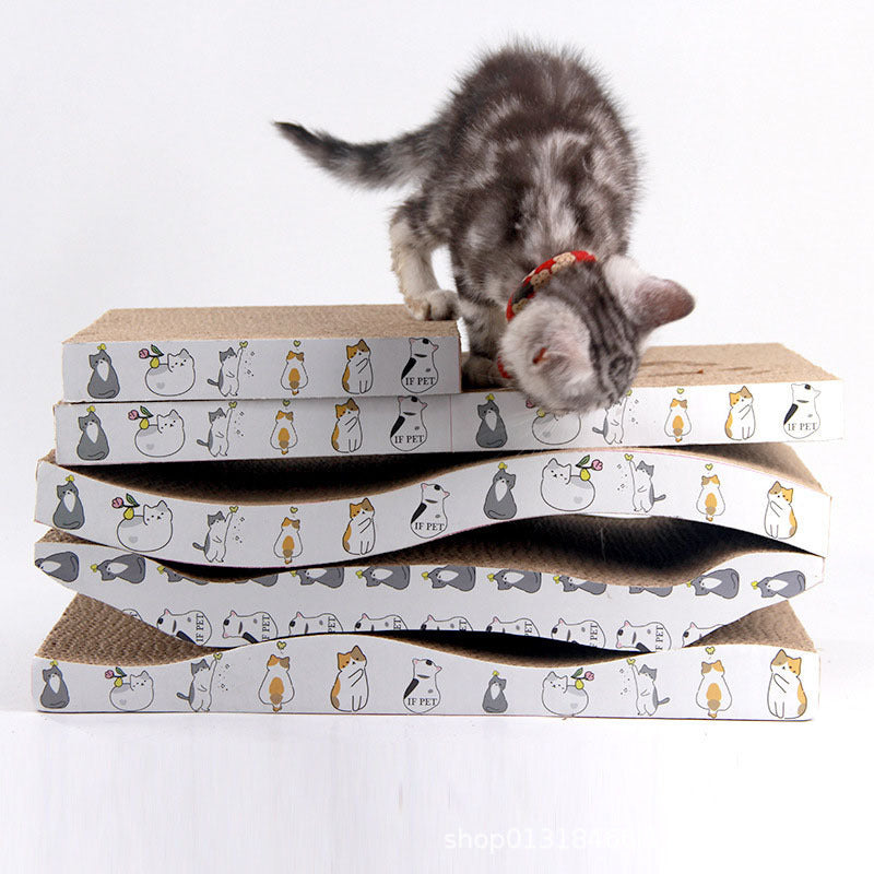 HKM-8187453 Durable Cat Scratch Board - Thickened and Mess-Free Design, Cute White Flower Style
