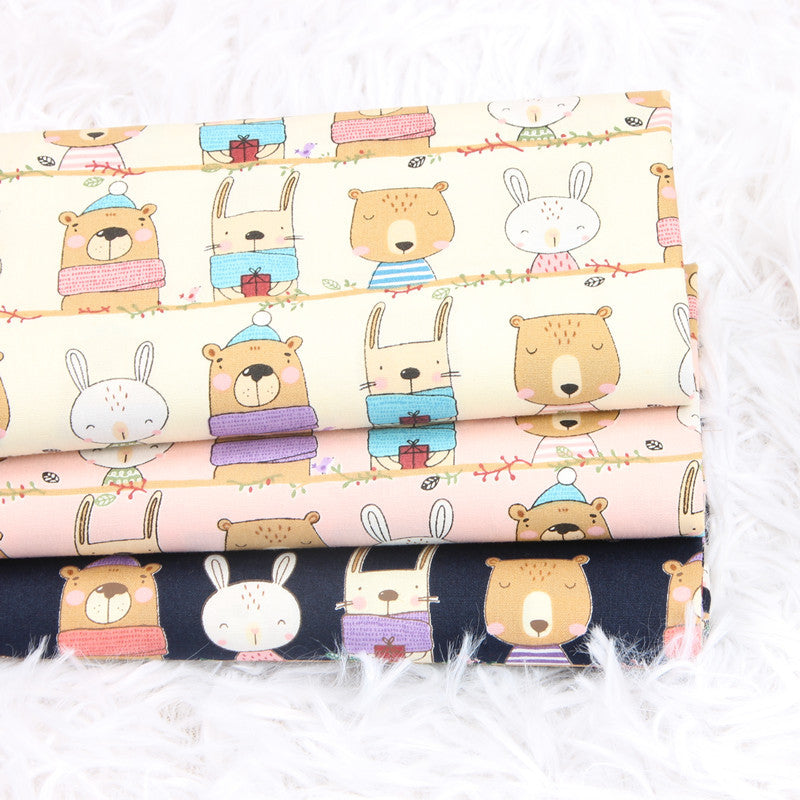 HKM-818835 Animal Print Cotton Fabric for DIY Crafts - Thin, 100% Cotton, Available in Beige, Pink, and Dark Blue, 45cm x 110cm