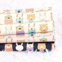 HKM-818835 Animal Print Cotton Fabric for DIY Crafts - Thin, 100% Cotton, Available in Beige, Pink, and Dark Blue, 45cm x 110cm